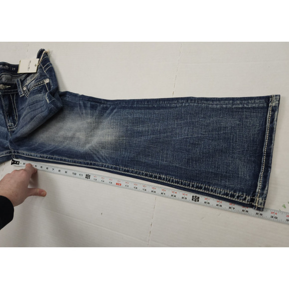 MISS ME Mid Rise Boot Jeans Women's Size 29x30 USA Flag embellished Pockets NWT - Picture 6 of 12